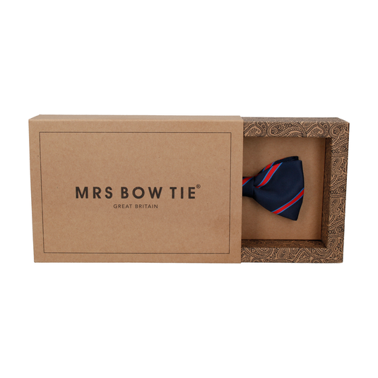 Navy & Red Regimental Stripe Bow Tie - Bow Tie with Free UK Delivery - Mrs Bow Tie