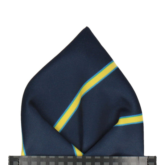 Doxford in Navy & Yellow Pocket Square - Pocket Square with Free UK Delivery - Mrs Bow Tie
