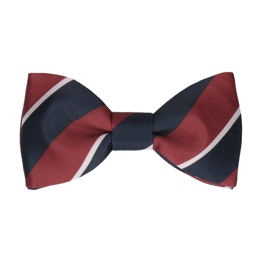 Burgundy & Navy Thick Stripe Bow Tie - Bow Tie with Free UK Delivery - Mrs Bow Tie