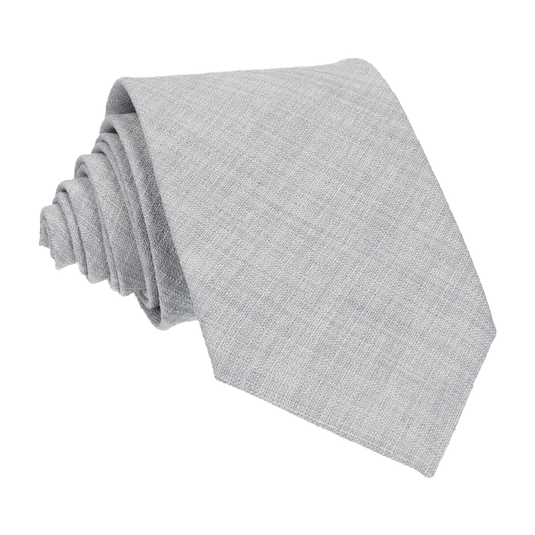 Pale Grey Textured Cotton Linen Tie - Tie with Free UK Delivery - Mrs Bow Tie