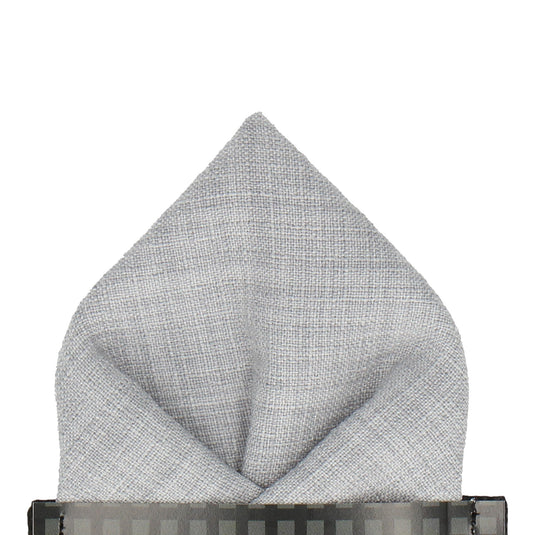 Pale Grey Textured Cotton Linen Pocket Square - Pocket Square with Free UK Delivery - Mrs Bow Tie
