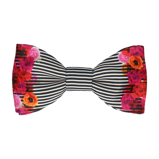 Floral Edge Pin Stripe Bow Tie - Bow Tie with Free UK Delivery - Mrs Bow Tie