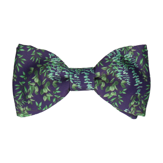 Purple & Green Boho Eucalyptus Bow Tie - Bow Tie with Free UK Delivery - Mrs Bow Tie