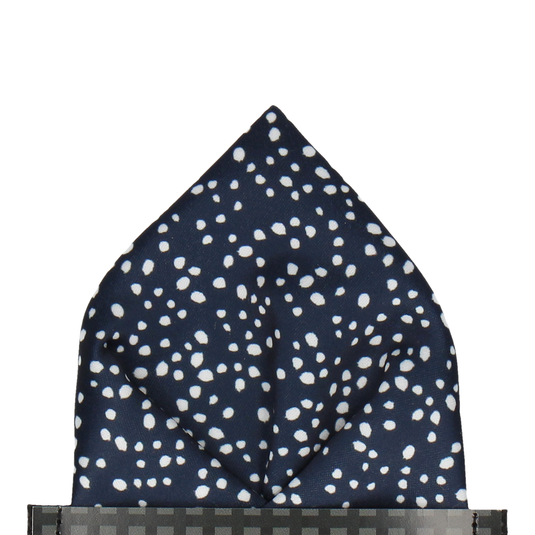 Scattered White Dots Navy Blue Pocket Square - Pocket Square with Free UK Delivery - Mrs Bow Tie
