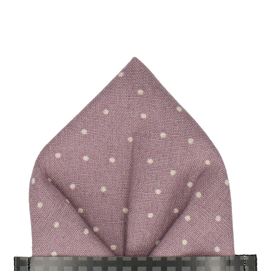 Dusky Purple Dots Cotton Linen Pocket Square - Pocket Square with Free UK Delivery - Mrs Bow Tie