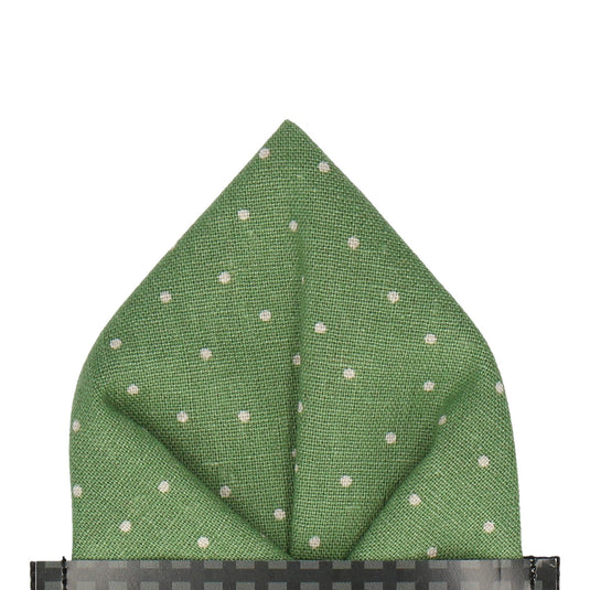 Green Dots Cotton Linen Pocket Square - Pocket Square with Free UK Delivery - Mrs Bow Tie
