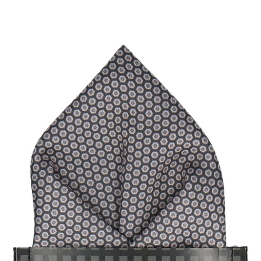 Dark Grey Hexagon Pattern Pocket Square - Pocket Square with Free UK Delivery - Mrs Bow Tie