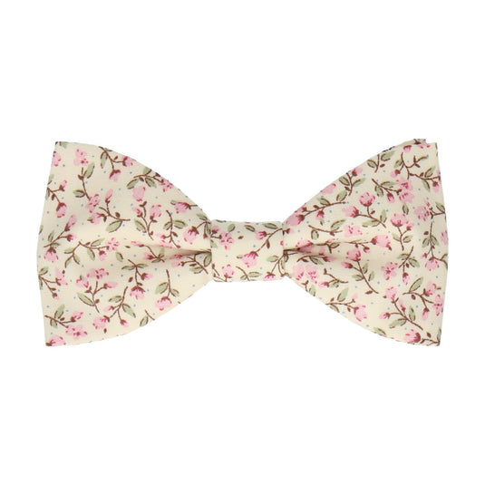 Pink & Vintage White Ditsy Floral Bow Tie - Bow Tie with Free UK Delivery - Mrs Bow Tie
