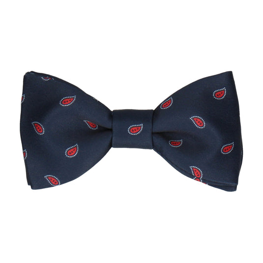 Navy & Red Minimalist Paisley Bow Tie - Bow Tie with Free UK Delivery - Mrs Bow Tie
