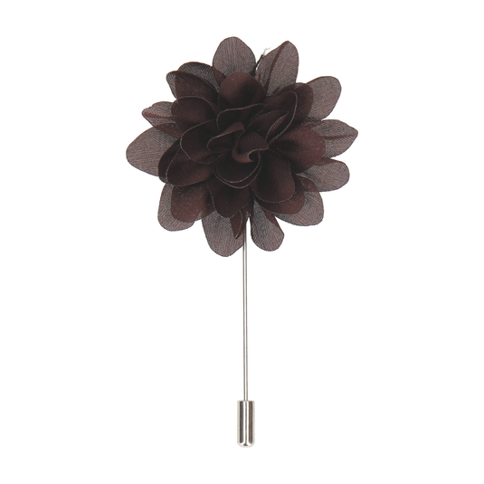 Dark Brown Flower Lapel Pin - Lapel Pin with Free UK Delivery - Mrs Bow Tie