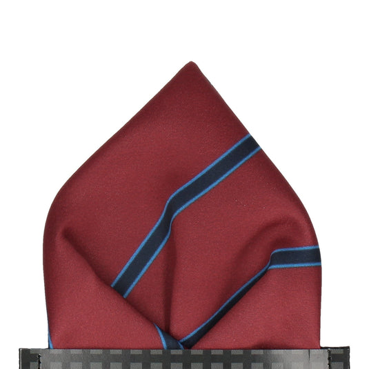Damson Red & Navy Regimental Stripe Pocket Square - Pocket Square with Free UK Delivery - Mrs Bow Tie