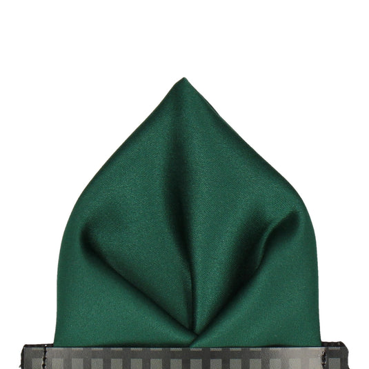 Plain Solid Bottle Green Satin Pocket Square - Pocket Square with Free UK Delivery - Mrs Bow Tie