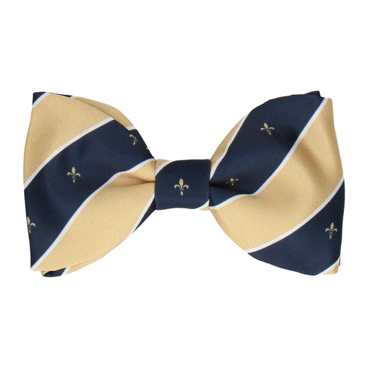 Striped Fleur de Lis Soft Gold Bow Tie - Bow Tie with Free UK Delivery - Mrs Bow Tie