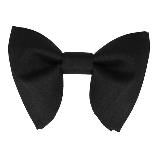 Black Faux Silk Large Evening Bow Tie - Bow Tie with Free UK Delivery - Mrs Bow Tie