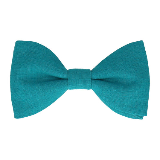 Turquoise Plain Textured Cotton Bow Tie - Bow Tie with Free UK Delivery - Mrs Bow Tie