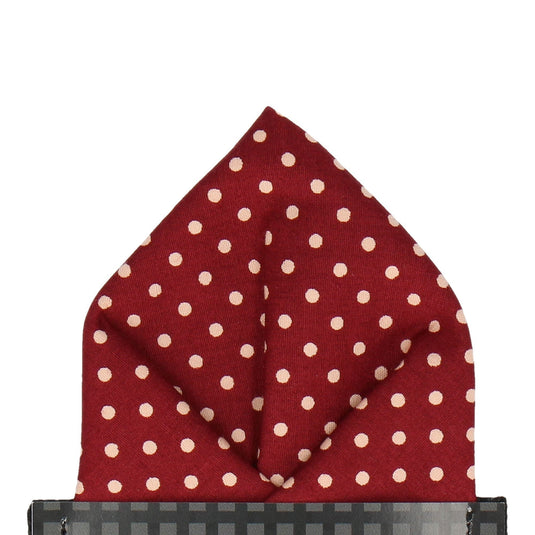 Burgundy Red Polka Dots Pocket Square - Pocket Square with Free UK Delivery - Mrs Bow Tie