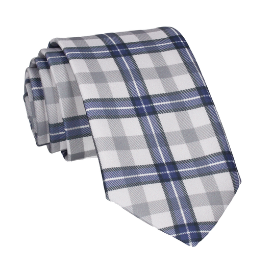 Grey Tartan Plaid Print Tie - Tie with Free UK Delivery - Mrs Bow Tie