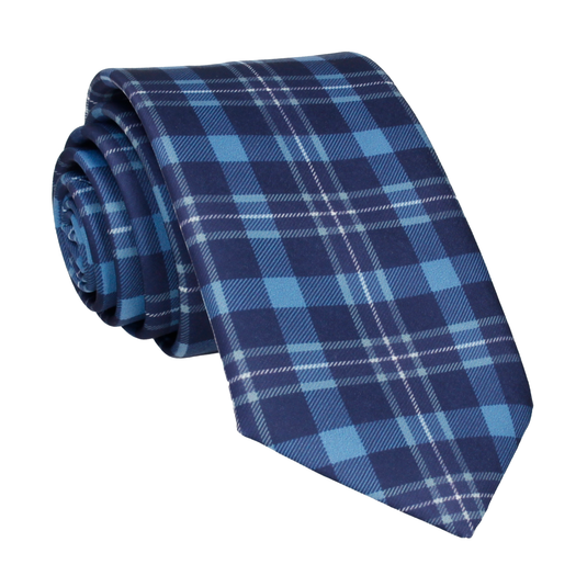 Blue Tartan Plaid Print Tie - Tie with Free UK Delivery - Mrs Bow Tie